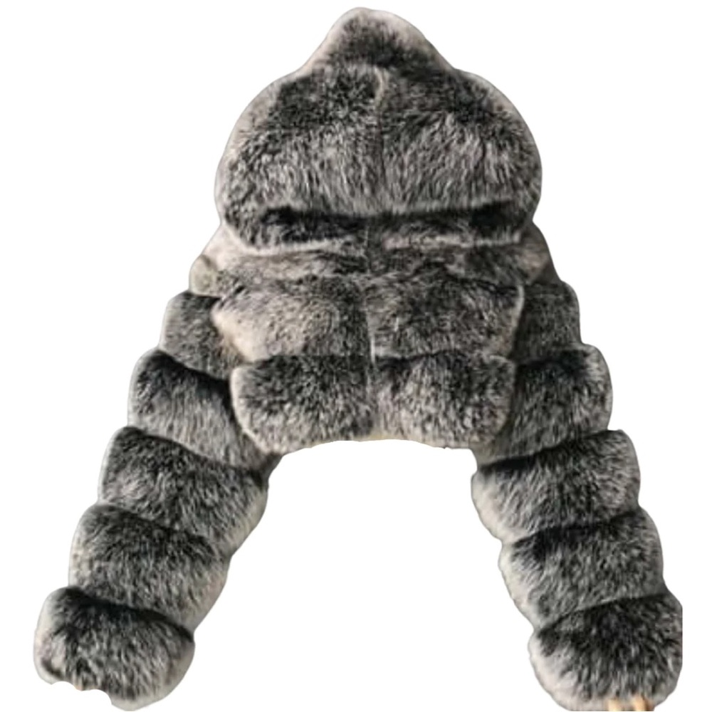 Hooded Crop Faux Fur Jacket
